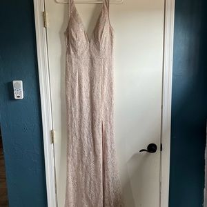 NEVER WORN MANIJU- Ivory Lace with Slit Dress